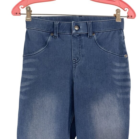 Hue Womens Blue Ultra Soft  Stretch Mock Front Button Fly Denim Leggings Size XS - Picture 2 of 9